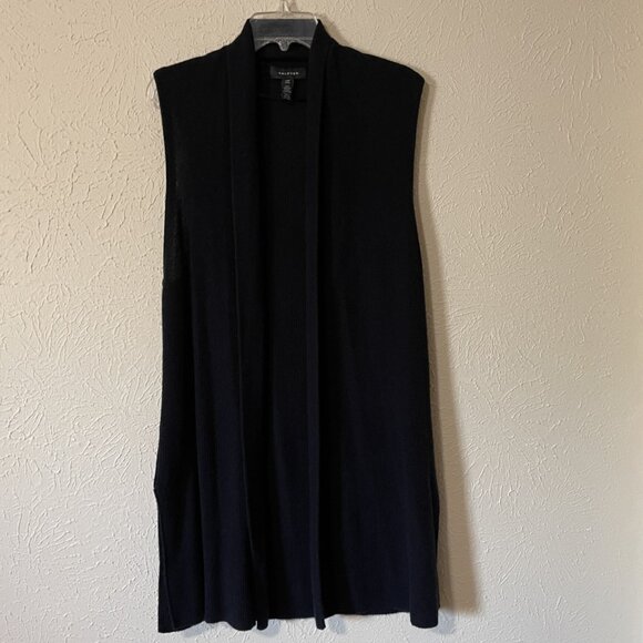 Halogen Cashmere Ribbed Black Vest, One Size - Picture 1 of 5
